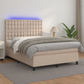 Boxspringbett mit Matratze & LED Cappuccino-Braun 140x200cm