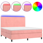 Boxspringbett mit Matratze & LED Rosa 160x200 cm Samt