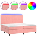 Boxspringbett mit Matratze & LED Rosa 200x200 cm Samt