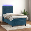 Boxspringbett mit Matratze & LED Dunkelblau 90x200 cm Samt