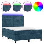 Boxspringbett mit Matratze & LED Dunkelblau 140x200 cm Samt