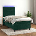 Boxspringbett mit Matratze & LED Dunkelgrün 80x200 cm Samt