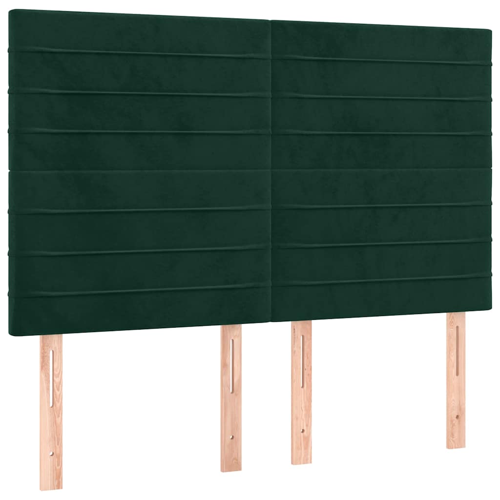 Boxspringbett mit Matratze & LED Dunkelgrün 140x190 cm Samt