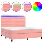 Boxspringbett mit Matratze & LED Rosa 180x200 cm Samt