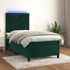 Boxspringbett mit Matratze & LED Dunkelgrün 80x200 cm Samt