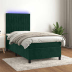 Boxspringbett mit Matratze & LED Dunkelgrün 90x200 cm Samt