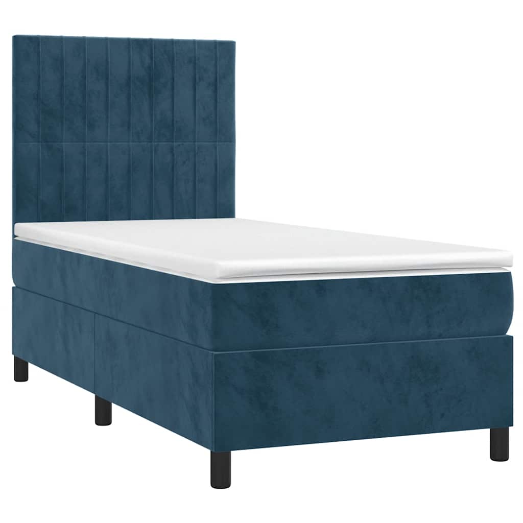 Boxspringbett mit Matratze & LED Dunkelblau 90x200 cm Samt