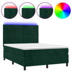 Boxspringbett mit Matratze & LED Dunkelgrün 140x200 cm Samt