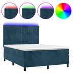 Boxspringbett mit Matratze & LED Dunkelblau 140x200 cm Samt