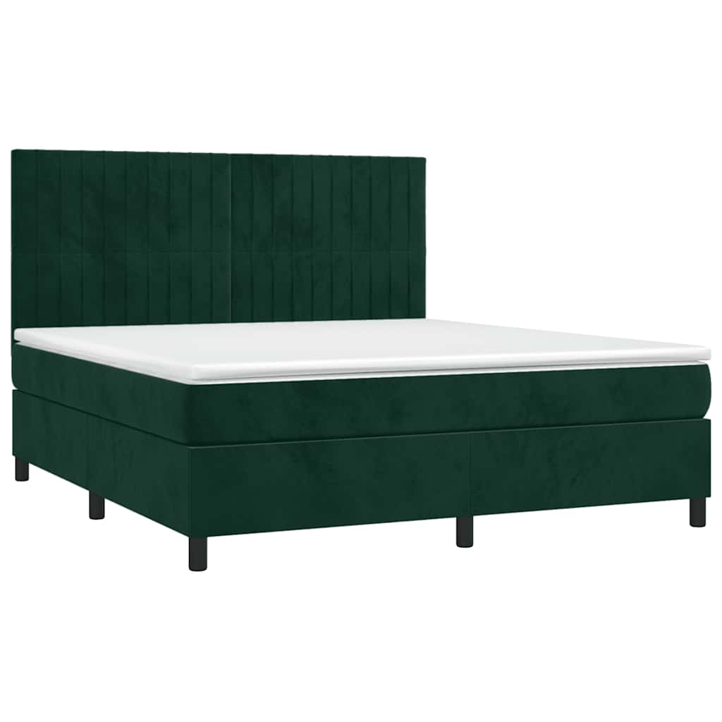 Boxspringbett mit Matratze & LED Dunkelgrün 180x200 cm Samt