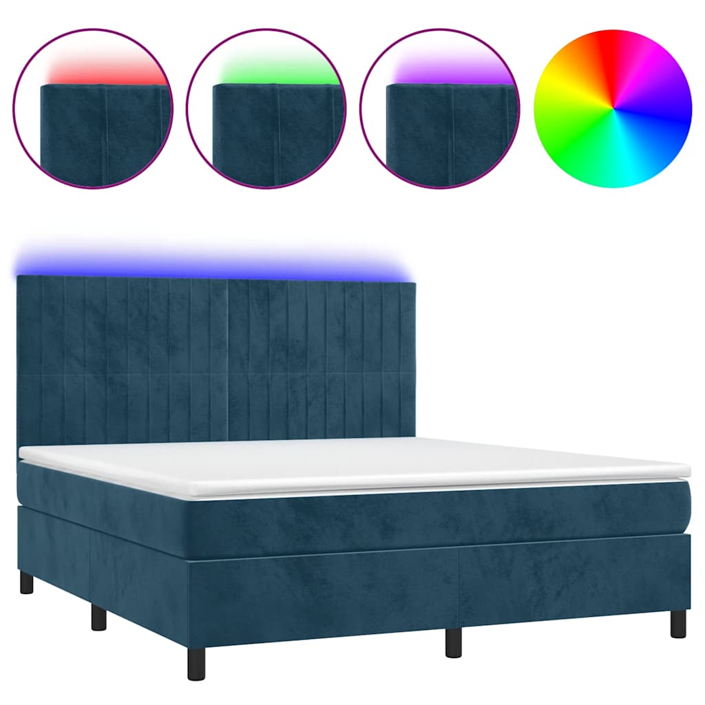 Boxspringbett mit Matratze & LED Dunkelblau 180x200 cm Samt