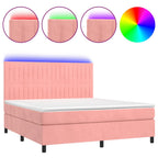 Boxspringbett mit Matratze & LED Rosa 180x200 cm Samt