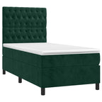 Boxspringbett mit Matratze & LED Dunkelgrün 90x190 cm Samt