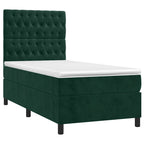 Boxspringbett mit Matratze & LED Dunkelgrün 100x200 cm Samt