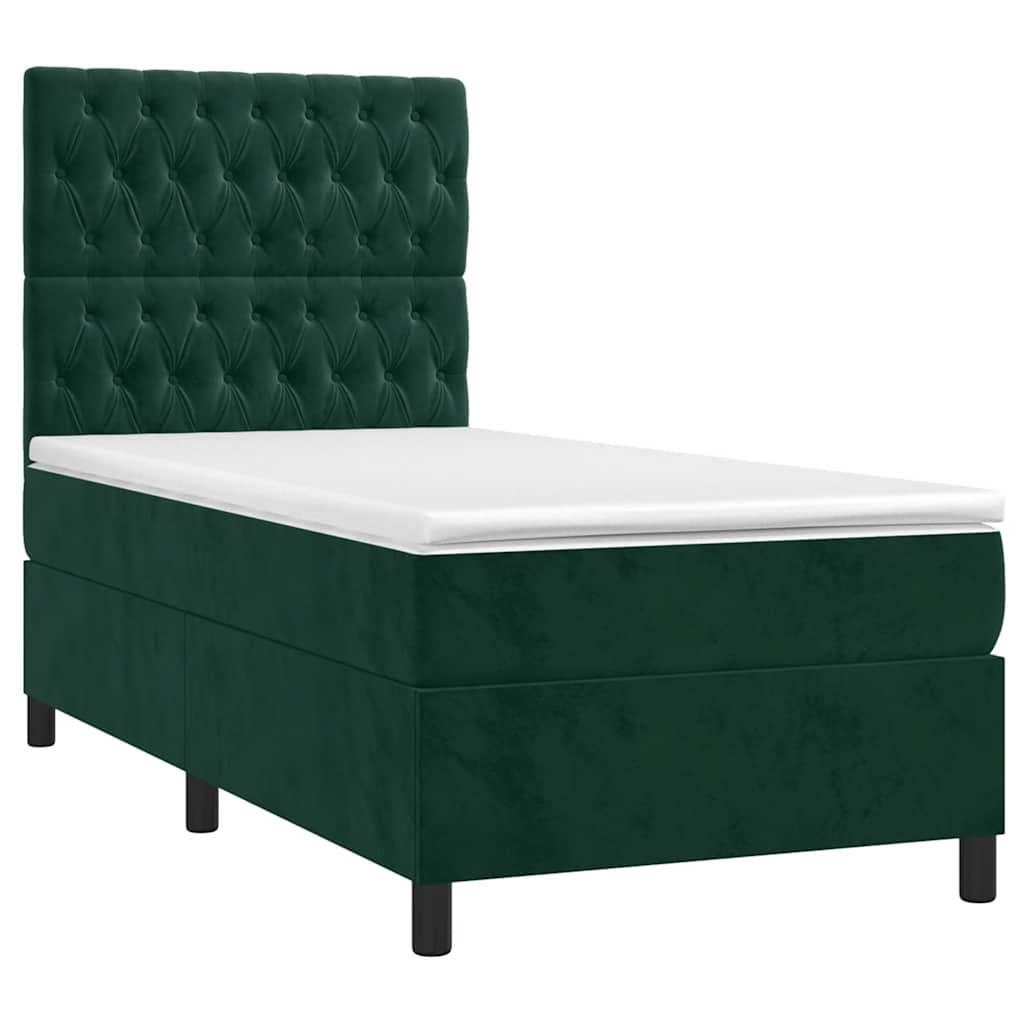 Boxspringbett mit Matratze & LED Dunkelgrün 100x200 cm Samt