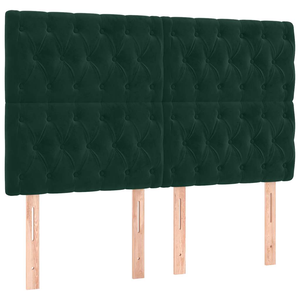 Boxspringbett mit Matratze & LED Dunkelgrün 160x200 cm Samt