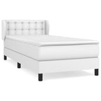 Boxspringbett mit Matratze Weiß 90x190 cm Kunstleder