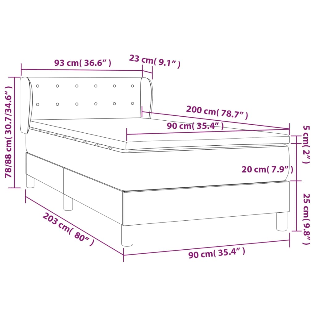 Boxspringbett mit Matratze Creme 90x200 cm Kunstleder