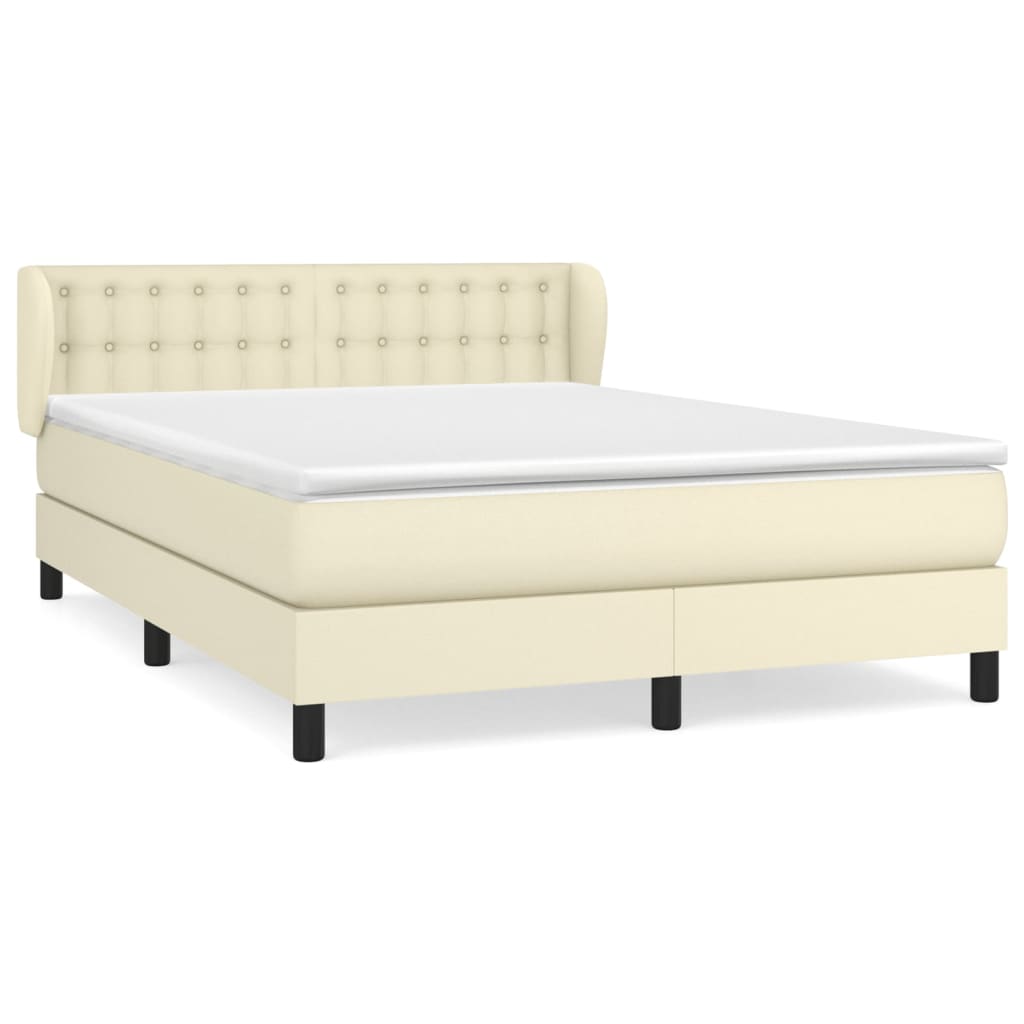 Boxspringbett mit Matratze Creme 140x190 cm Kunstleder