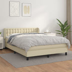 Boxspringbett mit Matratze Creme 140x190 cm Kunstleder