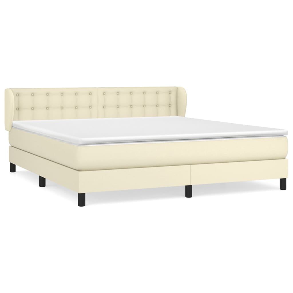 Boxspringbett mit Matratze Creme 180x200 cm Kunstleder