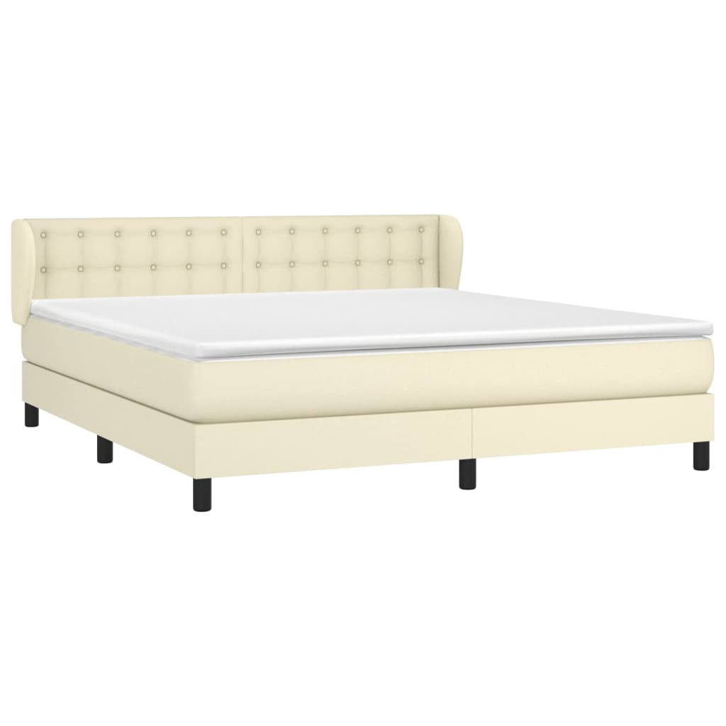 Boxspringbett mit Matratze Creme 180x200 cm Kunstleder