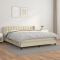 Boxspringbett mit Matratze Creme 180x200 cm Kunstleder
