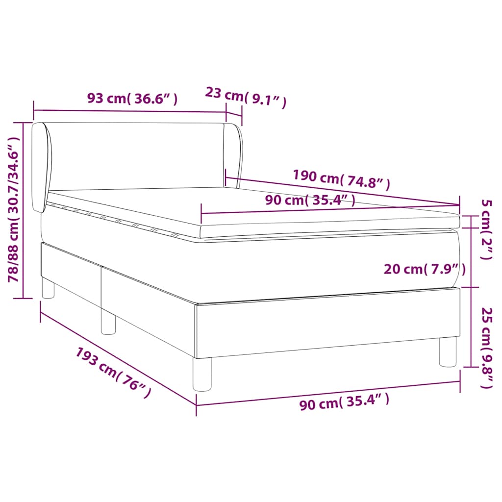 Boxspringbett mit Matratze Dunkelgrün 90x190 cm Samt