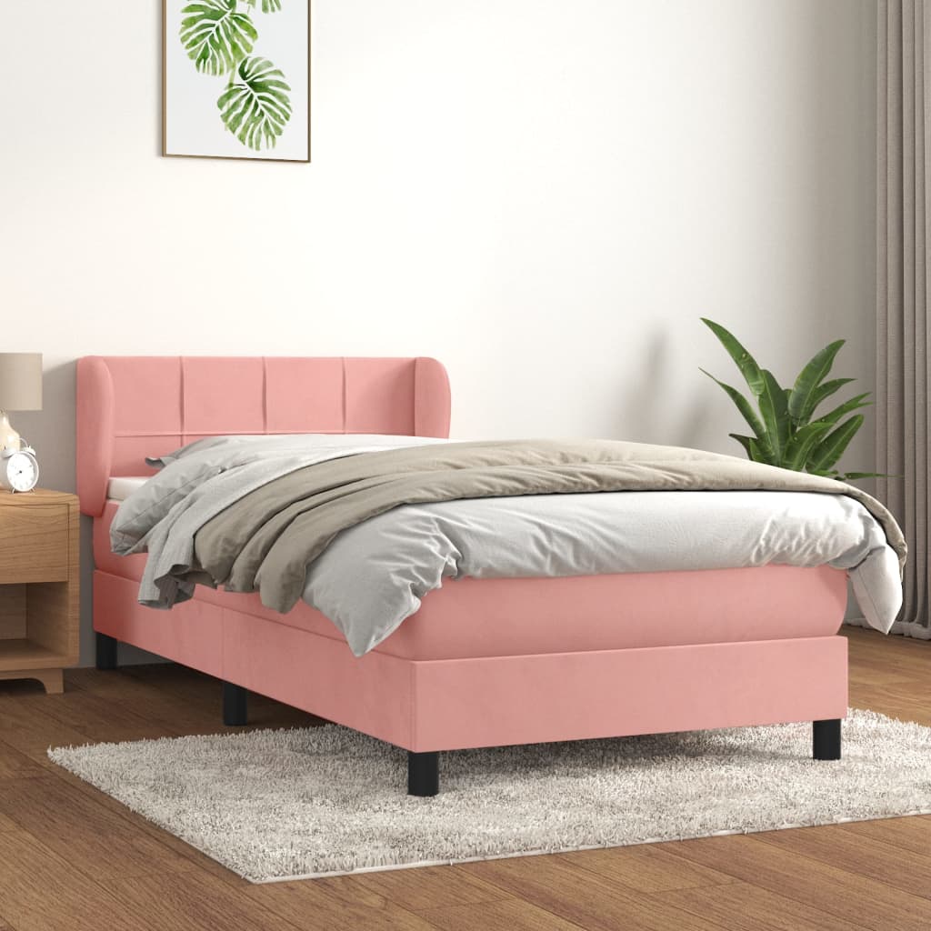 Boxspringbett mit Matratze Rosa 90x200 cm Samt