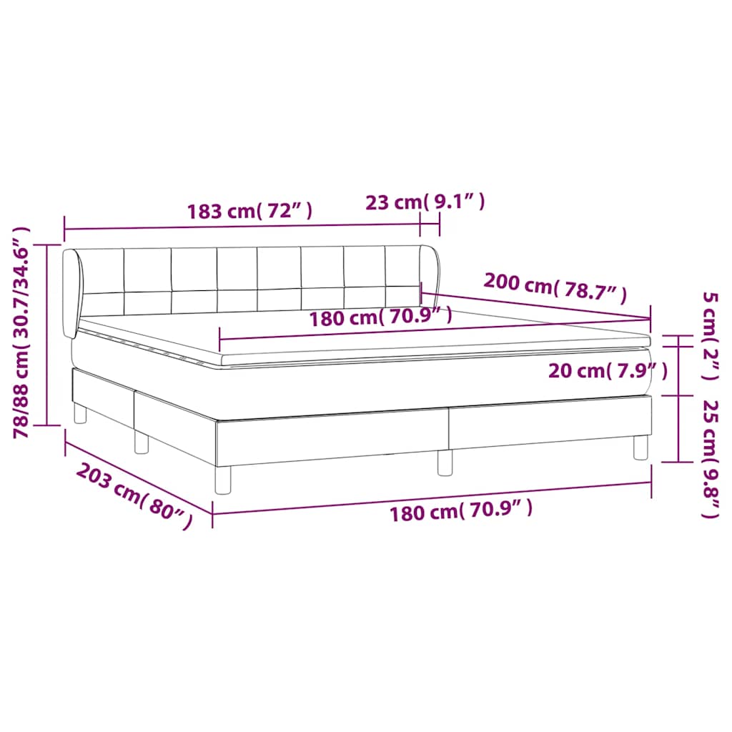 Boxspringbett mit Matratze Dunkelblau 180x200 cm Samt
