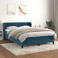 Boxspringbett mit Matratze Dunkelblau 140x190 cm Samt