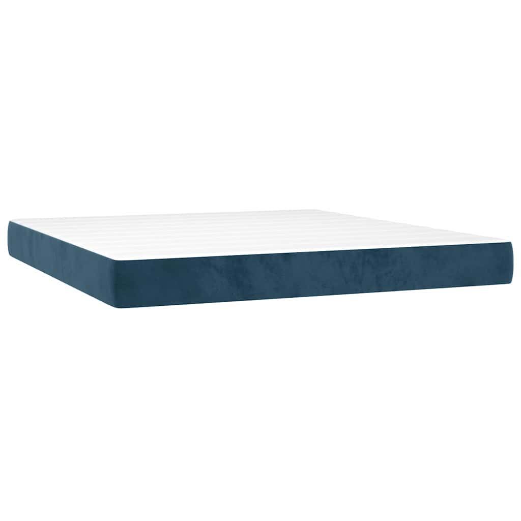 Boxspringbett mit Matratze Dunkelblau 180x200 cm Samt