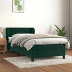 Boxspringbett mit Matratze Dunkelgrün 90x190 cm Samt