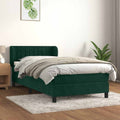 Boxspringbett mit Matratze Dunkelgrün 90x200 cm Samt