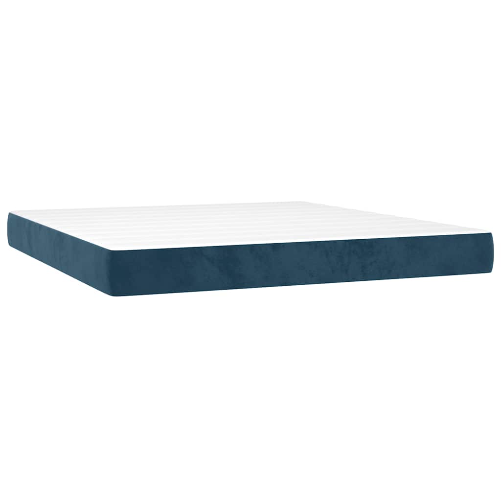 Boxspringbett mit Matratze Dunkelblau 180x200 cm Samt