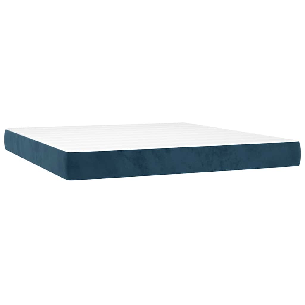 Boxspringbett mit Matratze Dunkelblau 160x200 cm Samt