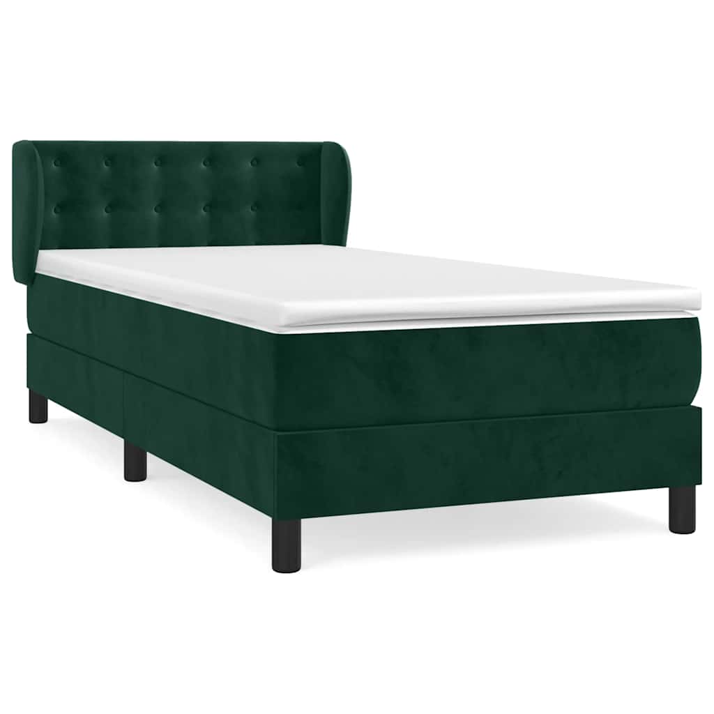 Boxspringbett mit Matratze Dunkelgrün 100x200 cm Samt