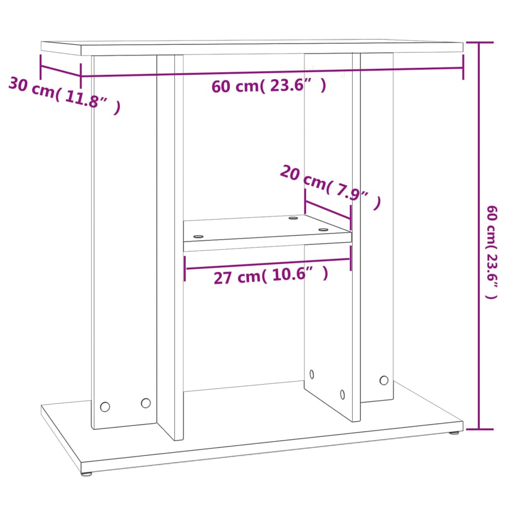 Aquariumständer Braun Eichen-Optik 60x30x60 cm Holzwerkstoff