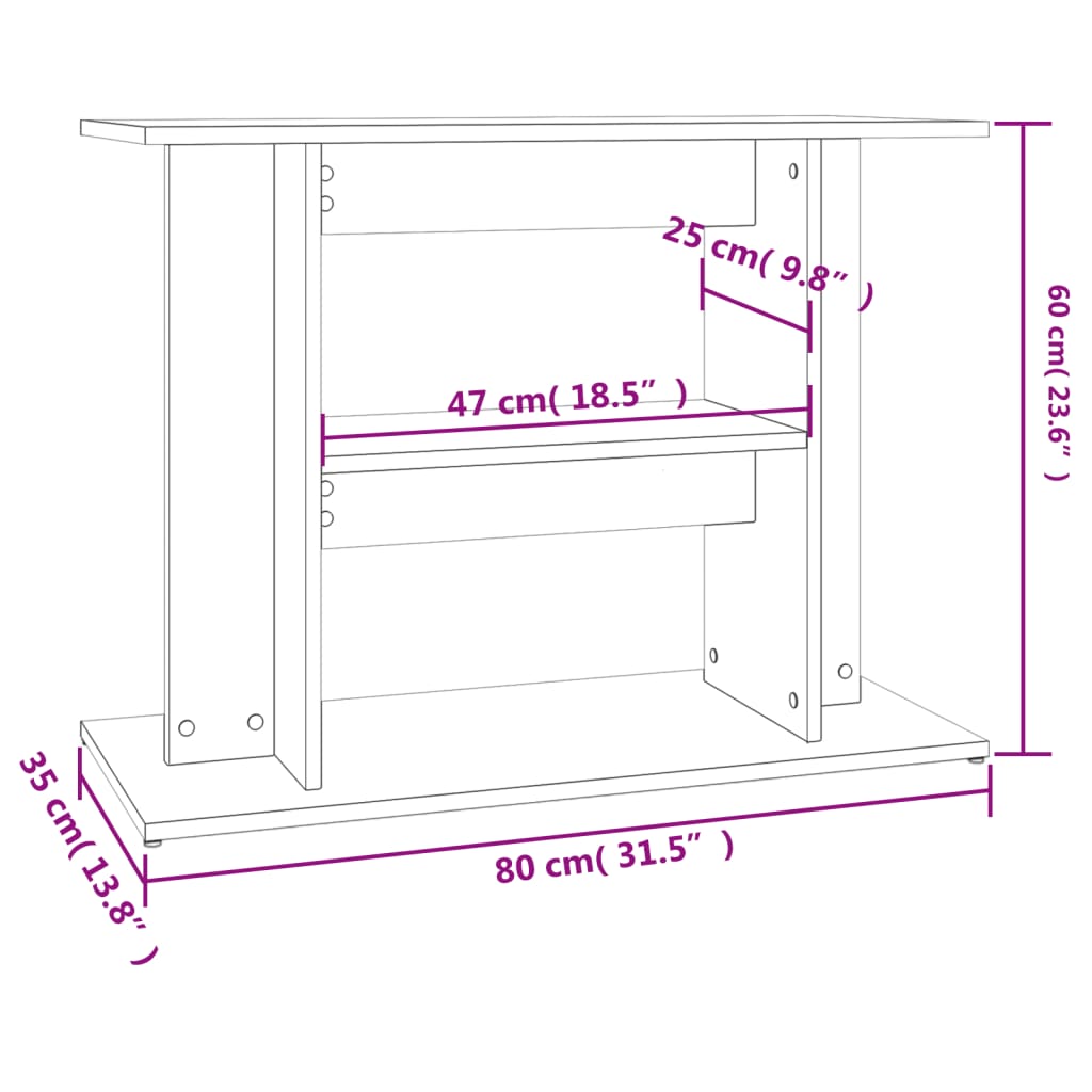 Aquariumständer Grau Sonoma 80x35x60 cm Holzwerkstoff