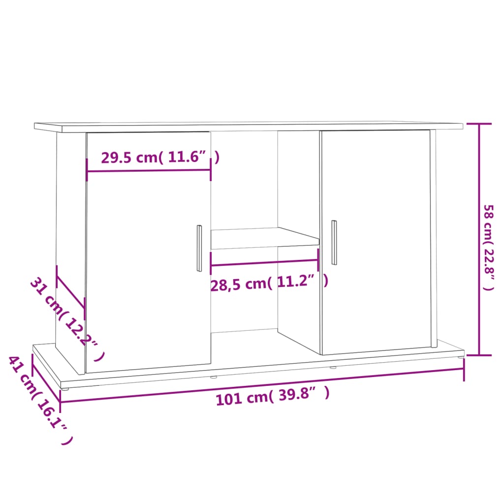 Aquariumständer Grau Sonoma 101x41x58 cm Holzwerkstoff