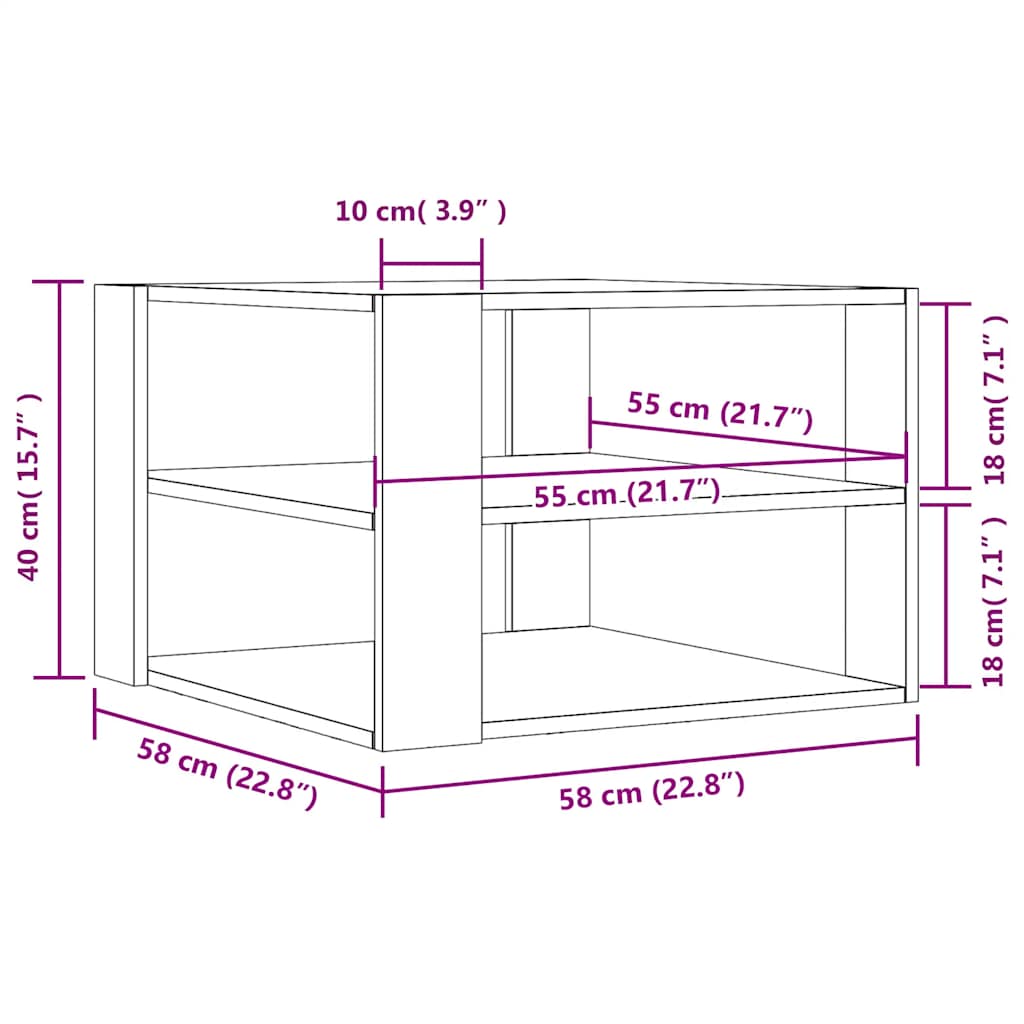 Couchtisch Braun Eichen-Optik 58x58x40 cm Holzwerkstoff
