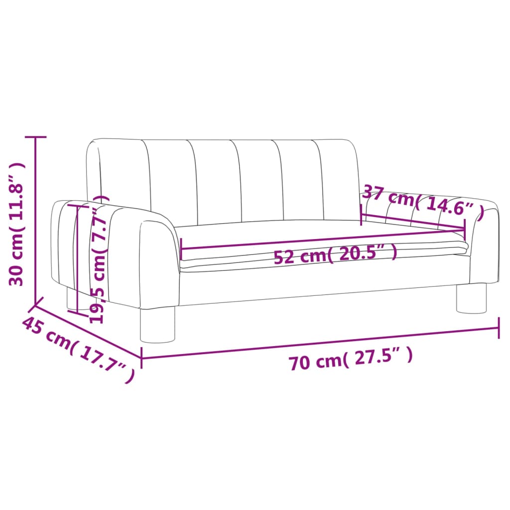 Kindersofa Creme 70x45x30 cm Stoff