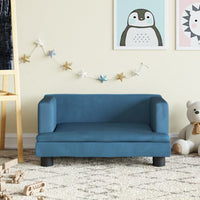 Kindersofa Blau 60x40x30 cm Samt