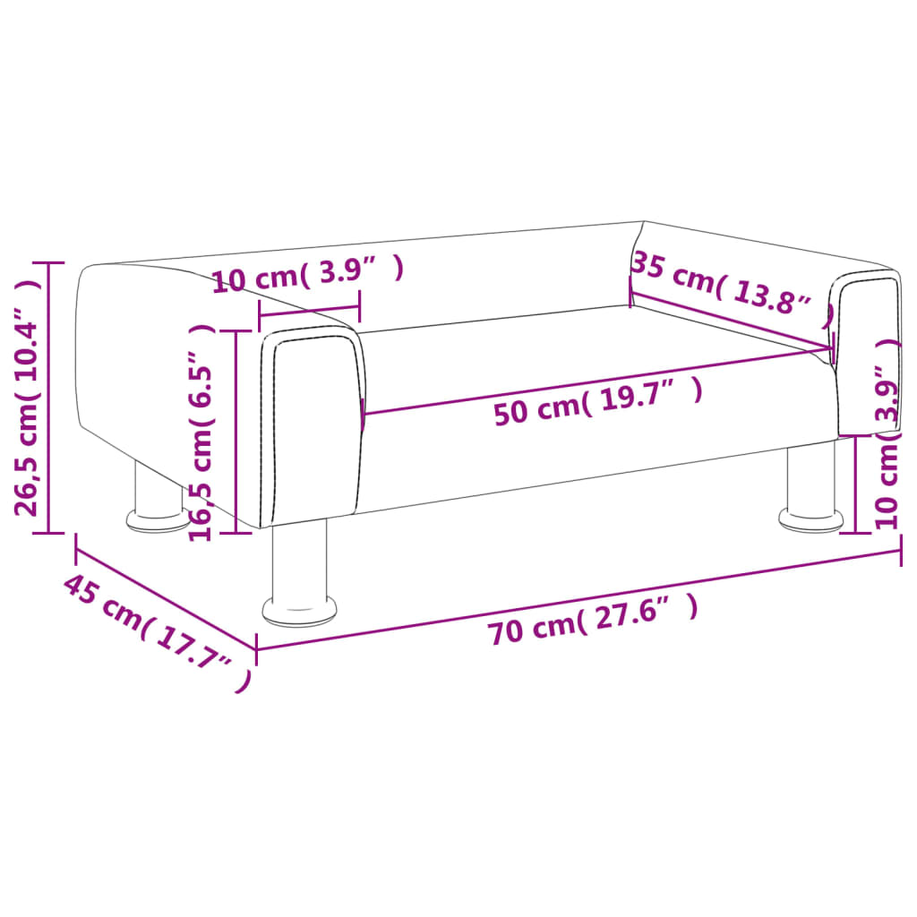 Kindersofa Blau 70x45x26,5 cm Samt