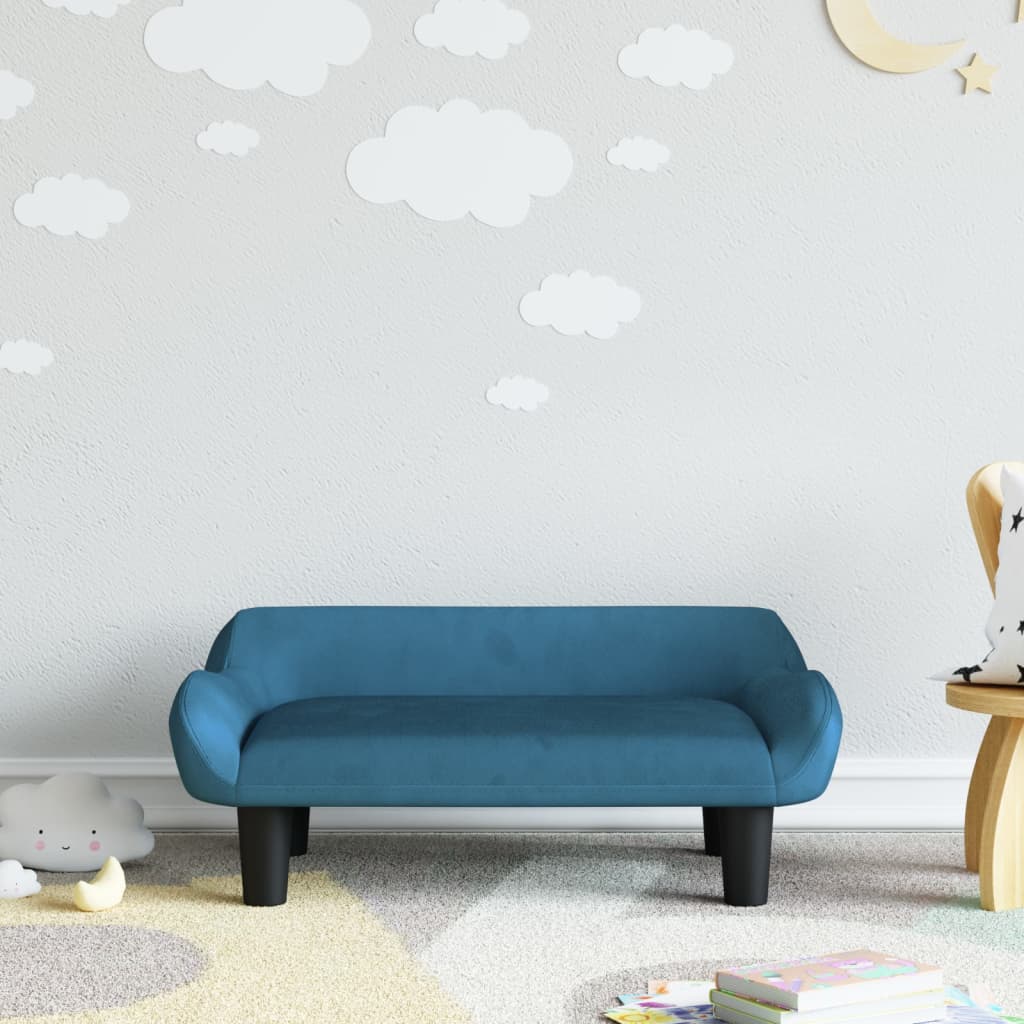 Kindersofa Blau 70x40x24 cm Samt