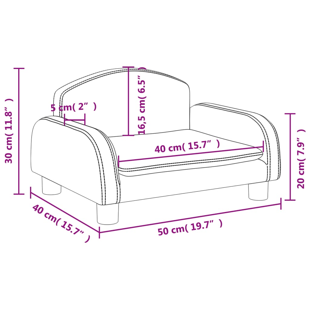 Kindersofa Grau 50x40x30 cm Kunstleder