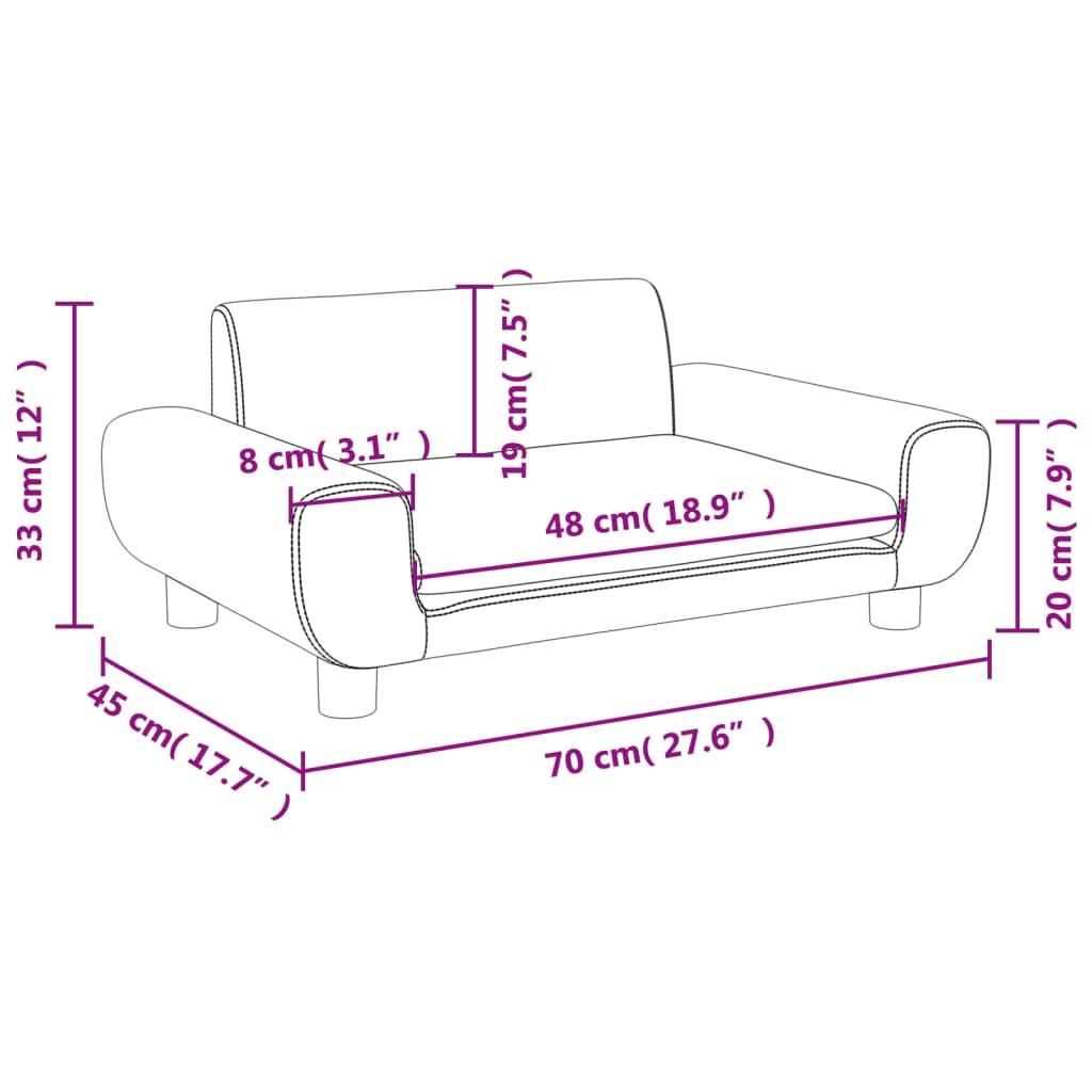 Kindersofa Rosa 70x45x33 cm Samt