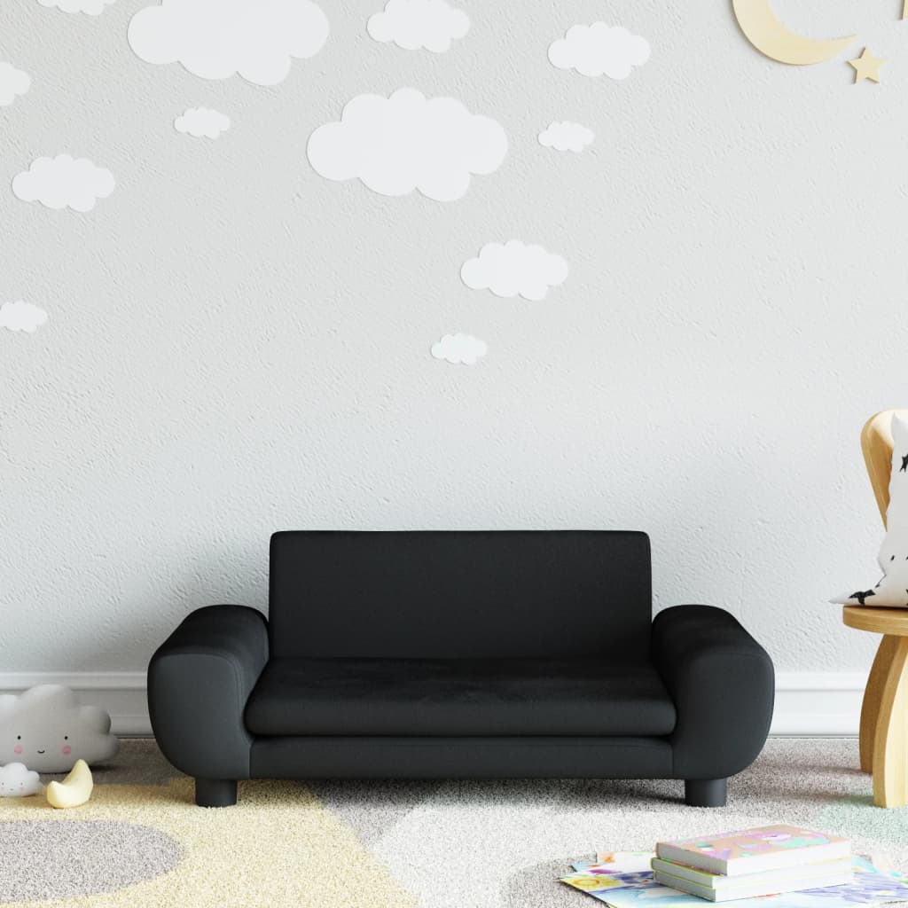 Kindersofa Schwarz 70x45x33 cm Samt