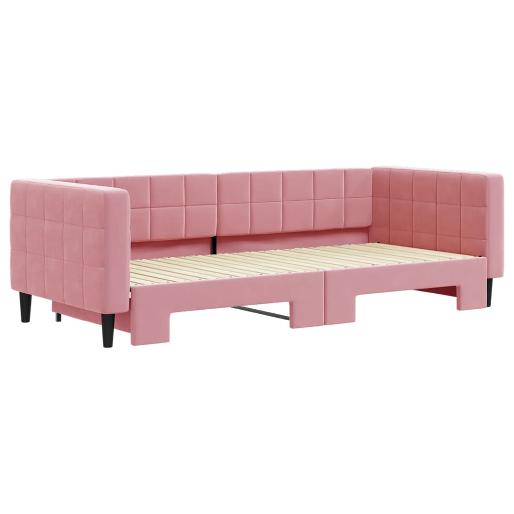 Tagesbett Ausziehbar Rosa 90x200 cm Samt