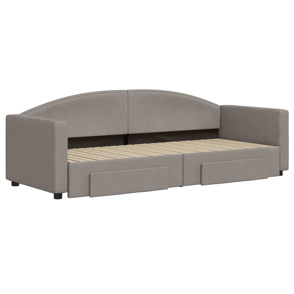 Tagesbett Ausziehbar mit Schubladen Taupe 80x200 cm Stoff